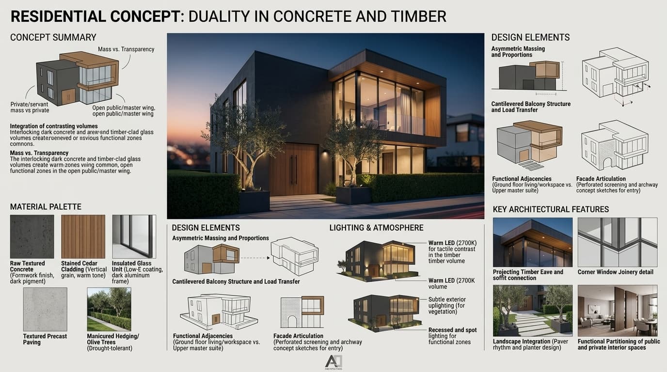 Generated A0 architectural concept analysis board