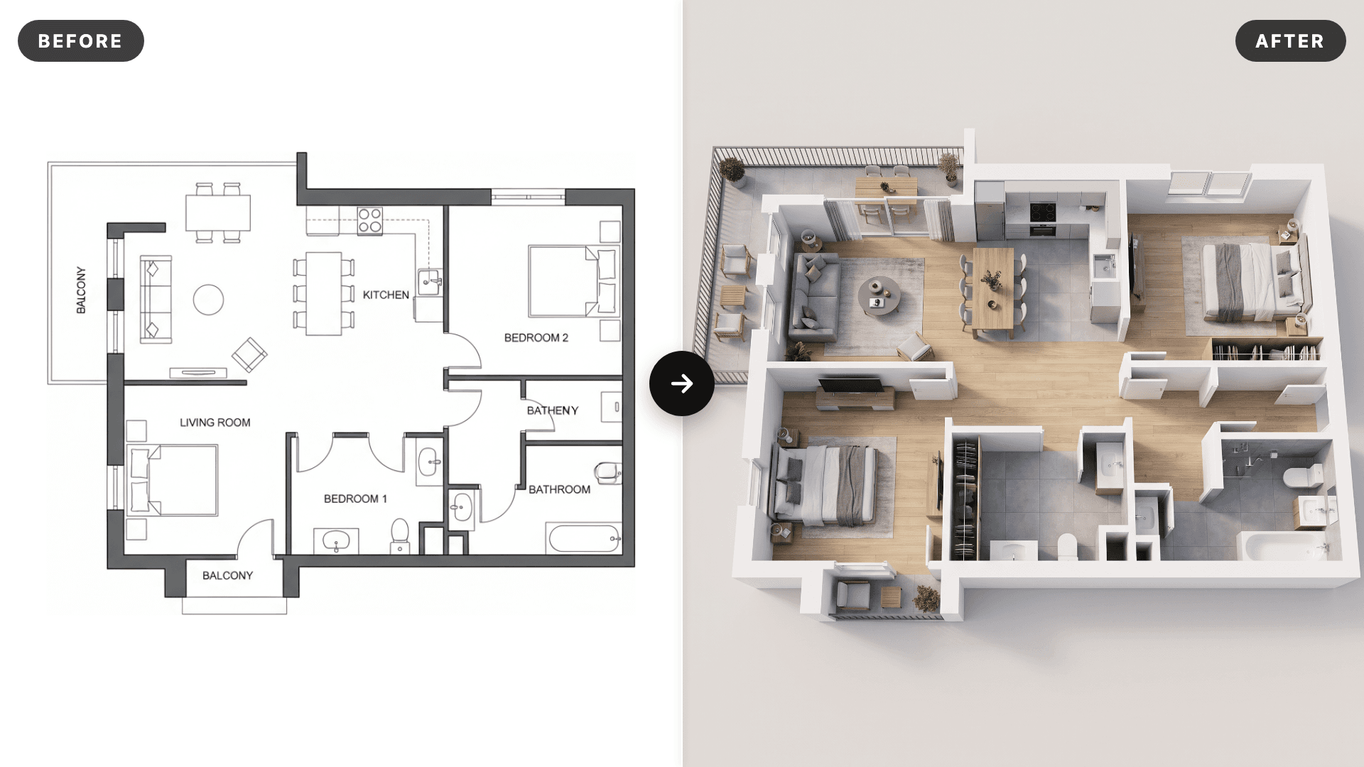 AI 3D Floor Plan Renderer: Floor Plan to 3D Render